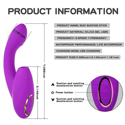 Pleasure Air Suction Clitoris G-spot Orgasm Vibrator WECS-30