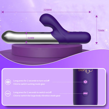 Cold Sensation Aluminum Alloy Sucking Gspot Rabbit Vibrator WEWV-60