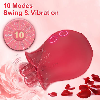 Rose Dual Tongue Licking Clitoris Vibrator WECS-13