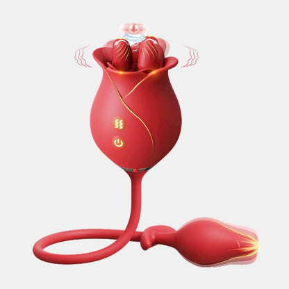 Dual Tongue Licking Rose Vibrator Anal Plug Sex Toy WECS-64 weaseusextoy Dual Tongue Licking Rose Vibrator Anal Plug Sex Toy WECS-64 weaseusextoy