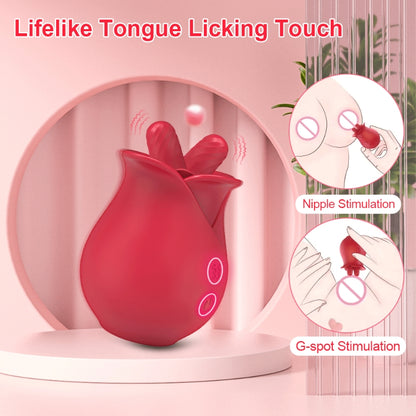 Rose Dual Tongue Licking Clitoris Vibrator WECS-13